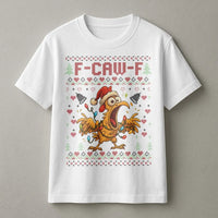 Sarcastic Chicken Holiday T-Shirt, F-Caw-F Humorous Ugly Christmas T-Shirt, Hilarious Xmas Graphic Tee, Humorous Chicken Lover T-Shirt, Gag Present