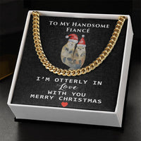 Adorable Otter Cuban Chain, Otterly in Love Fiancé Cuban Link Chain Necklace, Mens Stainless Steel Cuban Link Chain, Christmas Present for Him