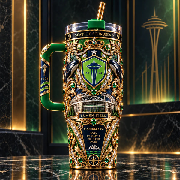 SEA - Rave Green Crest and Lumen Field in Gold Filigree - main