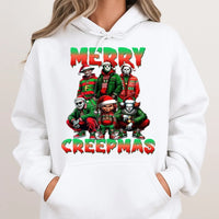 Scary Movie Christmas Hoodie, Merry Creepmas Horror Hoodie, Creepmas Graphic Hooded Sweatshirt, Horror Fan Pullover Hoodie, Holiday Present