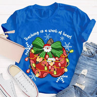 Bow Apple Christmas Shirt, Teacher Christmas Shirt, Holiday Lights Teacher Tee, Adorable School Holiday Shirt, Teacher Christmas Present