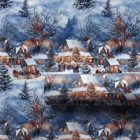 Watercolor Winter Town Gift Wrap, Snowy Village Christmas Wrapping Paper, Illuminated House Holiday Wrapping Paper, Comfy Festive Gift Wrap