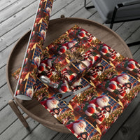 Santa Claus Holiday Wrapping Paper, Santa and Girl Christmas Wrapping Paper, Retro Xmas Gift Wrap, Winter Holiday Wrapping Paper Roll