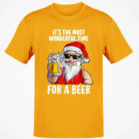Humorous Santa Drinking Shirt, Most Wonderful Time for a Beer Christmas T-Shirt, Retro Ugly Xmas Holiday Graphic Tee, Beer Lover Present