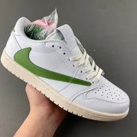 Low Top Sneakers, White Green Colorway, Reverse Hook Design, Lace Up Design, Casual Gift for Sneaker Fans