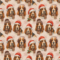 Festive Dog Holiday Gift Wrap, Basset Hound Christmas Wrapping Paper, Adorable Basset Hound Wrapping Paper, Dog Lover Winter Paper Roll