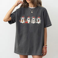 Spooky Santa Christmas Graphic Tee, Adorable Christmas Ghost T-Shirt, Holiday Spirits Ghost Shirt, Retro Christmas Ghost T-Shirt, Festive Present