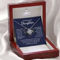 Daughter Message Jewelry, To My Daughter Love Knot Necklace, 14k White Gold Love Knot Pendant, Meaningful Birthday Present, Christmas Keepsake