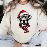 Adorable Santa Hat Dog Sweater, Christmas Dog Sweatshirt, Holiday Dog Lover Sweatshirt, Festive Pet Dog Sweatshirt, Puppy Xmas Pullover Crewneck