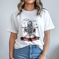 Naughty Holiday Graphic Tee, Milwaukee Christmas Pinup T-Shirt, Retro Xmas Pin Up Shirt, Humorous Secret Santa Top, Festive Holiday Present