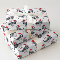 Watercolor Santa Hat Bird Gift Wrap Roll, Pigeon Christmas Wrapping Paper, Whimsical Holiday Wrapping Paper, Urban Bird Lover Gift Wrap