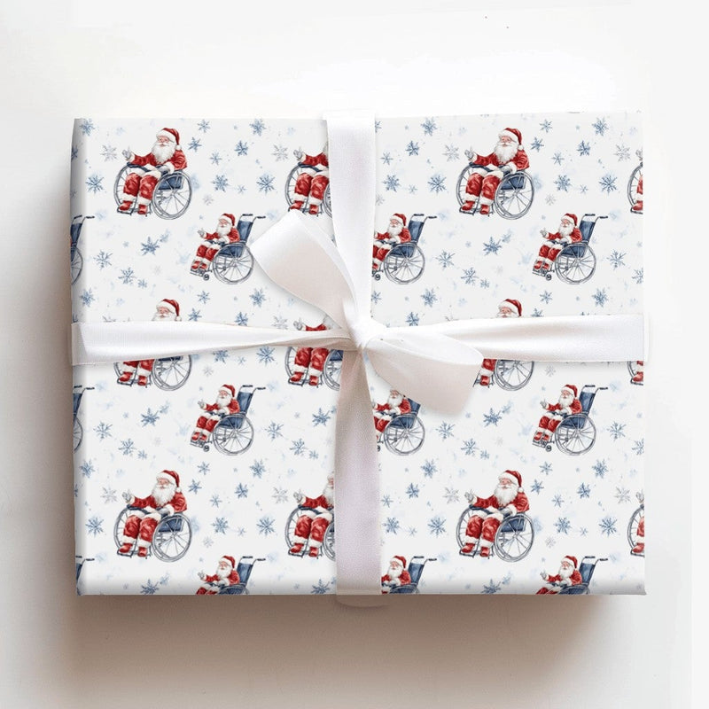 Wheelchair Santa Christmas Gift Wrap, Inclusive Santa Wrapping Paper, Adaptive Holiday Santa Wrapping Paper, Festive Winter Gift Wrap Roll