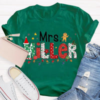 Custom Name Holiday Tee, Personalized Christmas Teacher T-Shirt, Adorable Merry Educator Shirt, Christmas Teacher Present