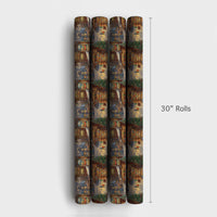 Snowy Village Street Holiday Gift Wrap, Vintage Toy Shop Christmas Wrapping Paper, Nostalgic Town Wrapping Paper
