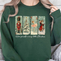 Vintage Ballet Mouse Holiday Sweatshirt, Nutcracker Christmas Sweatshirt, Nutcracker Tree Crewneck Sweater, Festive Xmas Holiday Sweatshirt