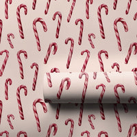 Watercolor Christmas Gift Wrap, Candy Cane Wrapping Paper, Festive Holiday Wrapping Paper, Red White Candy Cane Gift Wrapping Paper