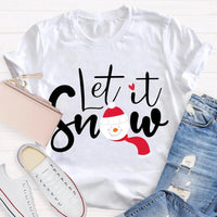 Festive Winter Holiday T-Shirt, Let It Snow Christmas Shirt, Adorable Snowflake Graphic Tee, Merry Xmas Apparel, Seasonal Present Shirt