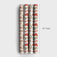 Watercolor Festive Holiday Gift Wrap, Christmas Stocking Wrapping Paper, Adorable Winter Xmas Wrapping Paper, Family Holiday Gift Wrapping Paper