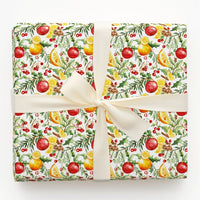 Orange Slice Christmas Gift Wrap, Watercolor Citrus Holly Wrapping Paper, Botanical Pinecone Wrapping Paper, Holiday Present Wrapping Paper