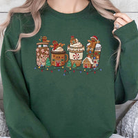 Festive Hot Cocoa Crewneck, Christmas Gingerbread Coffee Sweatshirt, Adorable Winter Holiday Pullover, Comfy Gingerbread Cafe Graphic Sweatshirt
