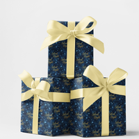 Midnight Blue Christmas Gift Wrap, O Holy Night Wrapping Paper, Gold Star Holiday Paper, Christian Xmas Gift Wrap, Winter Wrapping Paper