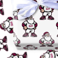 Buff Santa Mascot Gift Wrap, Devils Santa Christmas Wrapping Paper, Sports Fan Holiday Wrapping Paper, Maroon Mascot Gift Wrapping Paper