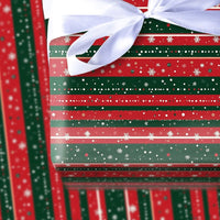Christmas Stripe Gift Wrap, Red Green Striped Snowflake Wrapping Paper, Traditional Holiday Wrapping Paper, Winter Present Gift Wrap Roll