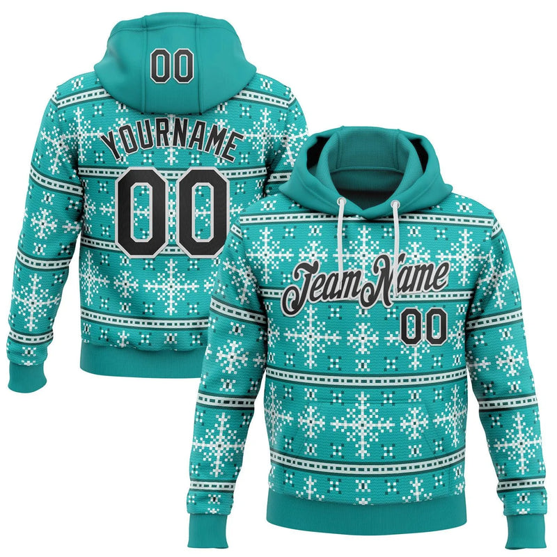 Personalized Holiday Team Sweatshirt, Custom Ugly Christmas Sports Hoodie, Printed Name Number Pullover Hoodie, Festive Game Day Fan Present