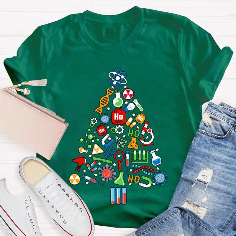 Scientific Instruments Holiday Tree Shirt, Science Teacher Christmas T-Shirt, STEM Chemistry Graphic Tee, Xmas Teacher Present