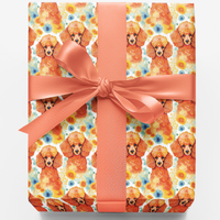 Watercolor Dog Pattern Wrapping Paper, Poodle Gift Wrap Paper, French Poodle Gift Wrap Roll, Dog Lover Birthday Christmas Present Packaging