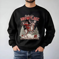 Western Christmas Graphic Crewneck, Cowboy Santa Reindeer Sweatshirt, Retro Country Holiday Sweater, Rodeo Xmas Pullover Present for Men