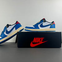 Low Top Sneakers, Blue White Yellow Colorway, Lace Up Design, Casual Gift for Sneaker Fans
