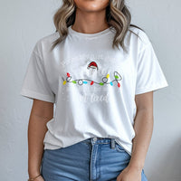 Minimalist Holiday Santa Hat Graphic Tee, Christmas Light T-Shirt, Humorous Festive Winter Lights Shirt, Merry Christmas Party Tee