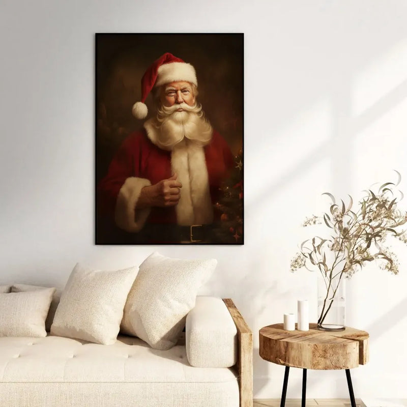Retro Christmas Portrait Art Print, Classic Vintage Santa Claus Poster, Nostalgic Holiday Wall Art, Festive Winter Xmas Poster