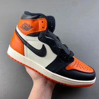 High Top Sneakers, Black White Orange Colorway, Lace Up Design, Casual Gift for Sneaker Fans