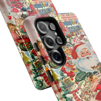 Retro Santa Snowman Phone Case, Vintage Christmas Samsung Case, Holiday Collage Phone Cover, Xmas Tough Phone Case, Winter Present