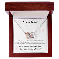 Sister Heart Necklace, Interlocking Hearts Necklace for Sister, Sentiment Message Heart Pendant Jewelry, Birthday Christmas Present for Her