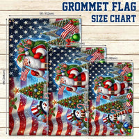 Double Sided American Winter Yard Flag, Patriotic Santa Claus Snowman Christmas House Flag, Holiday Porch Garden Flag Decor