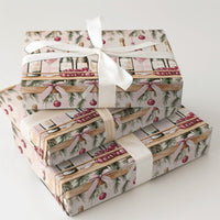 Feliz Navidad Champagne Gift Wrap, Christmas Bar Cart Wrapping Paper, Pink Holiday Cocktail Wrapping Paper, Festive Party Gift Wrap