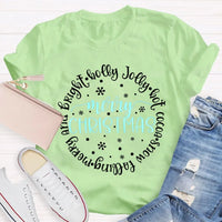 Merry and Bright Snow Falling Tee, Holly Jolly Hot Cocoa Shirt, Adorable Christmas Graphic T-Shirt, Comfy Winter Holiday Shirt, Xmas Present Tee