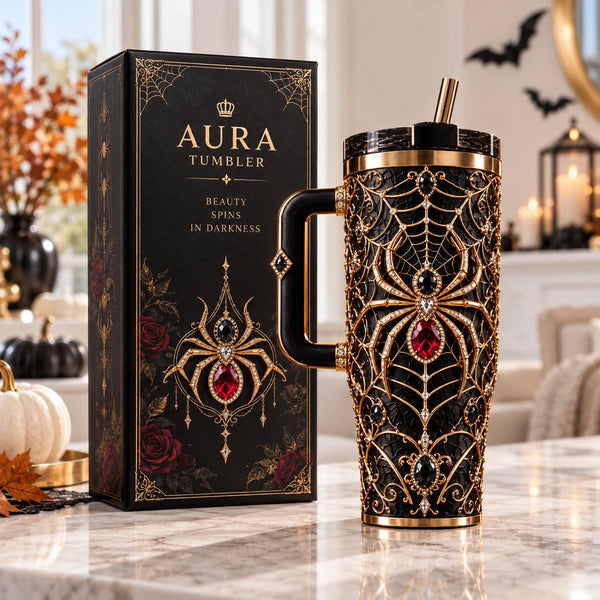 Beauty Spins In Darkness - Gilded Web Tumbler - main