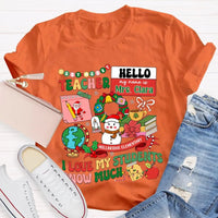 Custom I Love My Students Snow Much Shirt, Personalized Teacher T-Shirt, Christmas Teacher Tee, Custom School Name Holiday Graphic Shirt