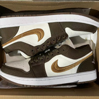 Low Top Sneakers, Brown White Colorway, Lace Up Design, Casual Gift for Sneaker Fans