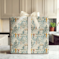 Snowy Town Christmas Wrapping Paper, Vintage Winter Village Wrapping Paper, Watercolor Holiday Gift Wrap, Festive Tree Decorating Gift Wrap