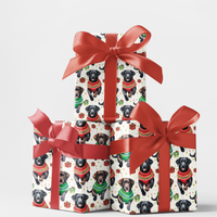 Adorable Dog Holiday Gift Wrap, Black Labrador Christmas Wrapping Paper, Black Lab Present Wrapping Paper, Dog Lover Holiday Wrapping Paper