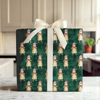 Craftsman Santa in Apron Gift Wrap, Baker Santa Claus Wrapping Paper, Toymaker Christmas Paper, Dark Green Holiday Present Wrapping Roll