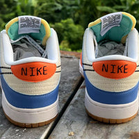 Low Top Sneakers, Blue Orange White Colorway, Lace Up Design, Casual Gift for Sneaker Fans