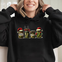Humorous Pickle Jar Graphic Hoodie, Christmas Pickle Hoodie, Adorable Holiday Season Sweatshirt, Retro Xmas Tradition Hoodie, Foodie Present