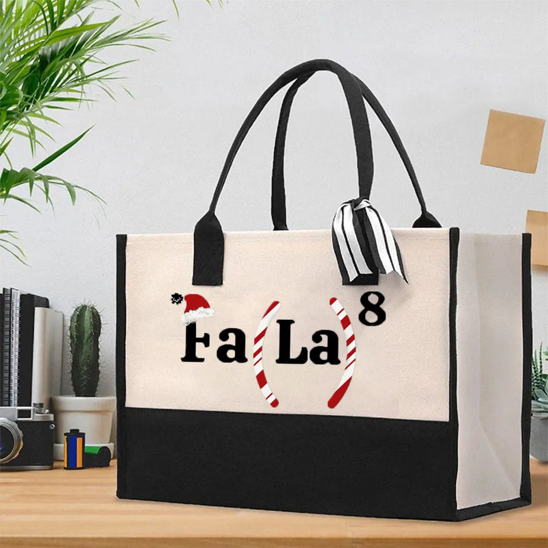 Fa La La Holiday Bag, Math Teacher Christmas Tote Bag, Reusable School Canvas Tote, Winter Vacation Educator Appreciation Present