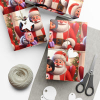 Festive Holiday Scene Gift Wrap, Animated Santa Claus Wrapping Paper, Adorable Christmas Wrapping Paper, Winter Holiday Gift Wrap Paper Roll